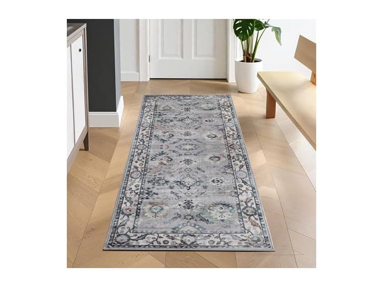 Superior 2'7"x6' Vintage Floral Border Rug - Image 1
