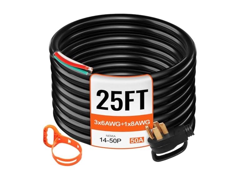 25' 50A RV Camp Power Cord Generator Cord 6/3 - Image 1
