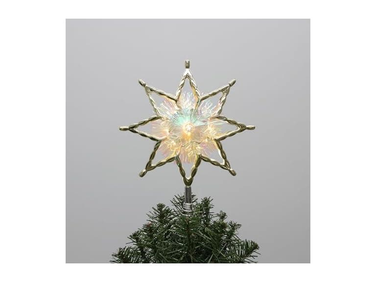Philips 11.25" Gold Star Treetopper with Iridescent Tinsel - Image 1