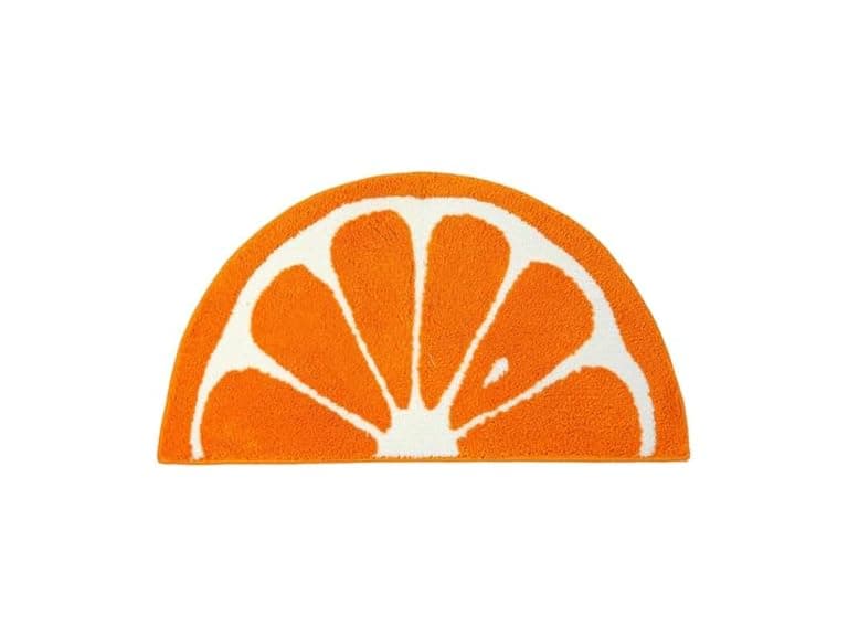 Cute Bath Mat, 31" x 20" Fruit Orange Half Ci - Image 1