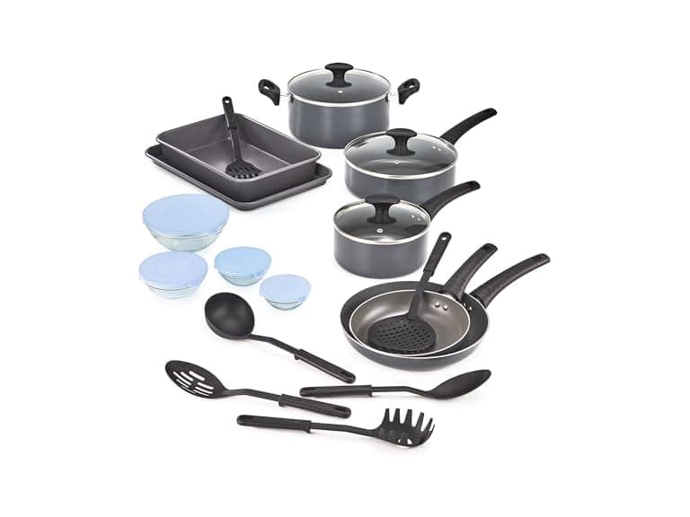 BELLA Nonstick Cookware Set w Glass Lids - Aluminum - Image 1