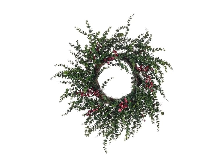 Abbott Collection Medium Eucalyptus Faux Wreath with Berries - Image 1