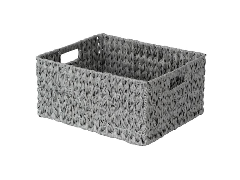 JS HOME Large Plastic Storage Basket with Handles,Grey - Image 1