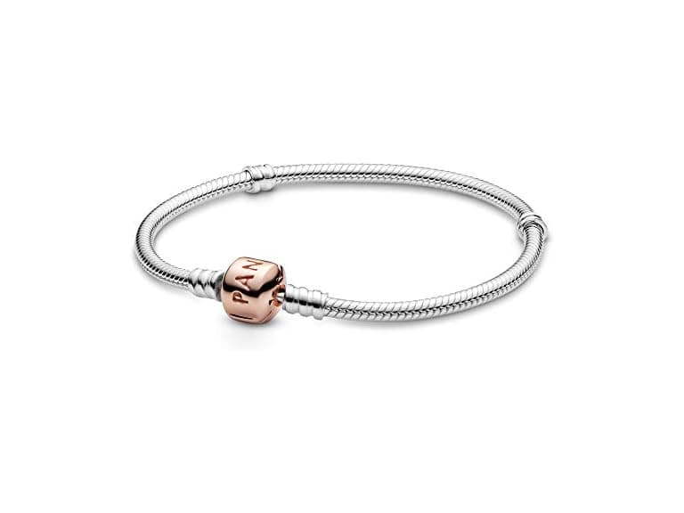 PANDORA Jewelry Moments Snake Chain Charm Rose Bracelet, 7.9" (Open Box) - Image 1