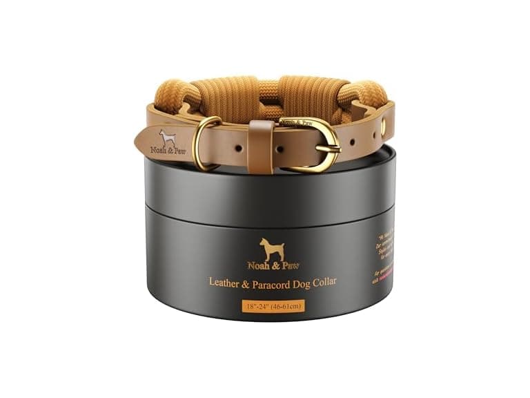 NOAH & PAW Dog Collar, Genuine Leather with Paracord - Image 1