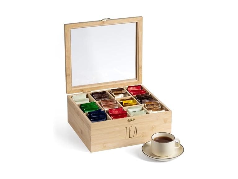 Rae Dunn Tea Bag Organizer Bamboo - Image 1