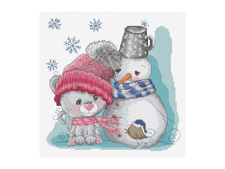 Luca-S Cross Stitch Kit The Cat & Friends - Image 1