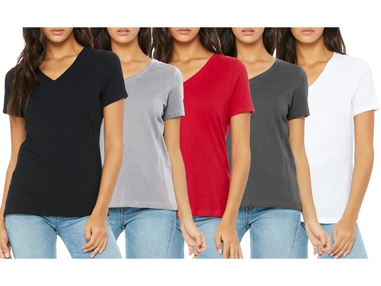 6Pk Womens Loose Fit S/S V-Neck Tee - Image 1
