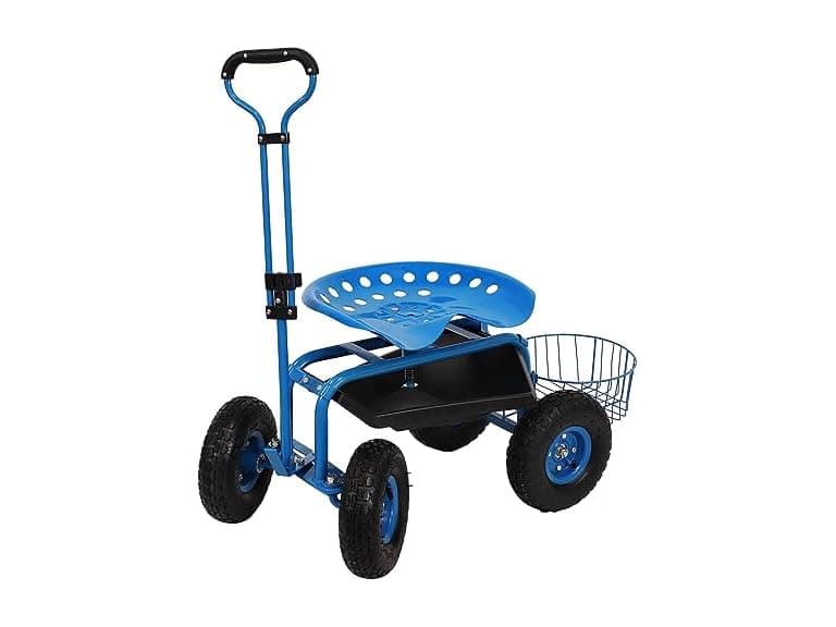 Sunnydaze QH-RCP042-BL Blue Rolling Garden Cart - Image 1
