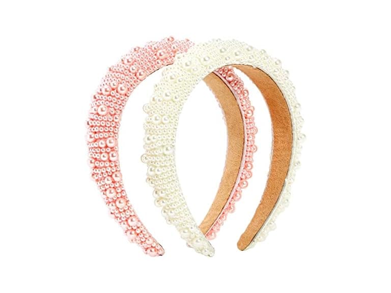 2 Pack Crystal & Pearl Padded Headbands - Image 1