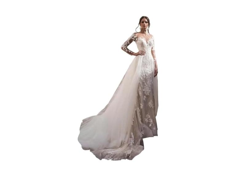 Dream Wedding Lace Wedding Dresses for Woman Long V-Ne - Image 1