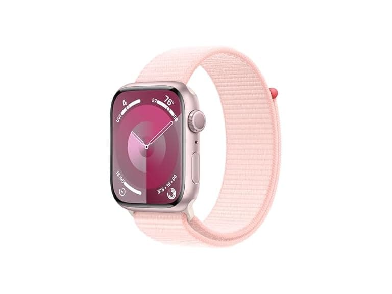 Apple Watch Series 9 [GPS 45mm] Smartwatch with Pink Aluminum Case with Pink Sport Loop. Fitness Tracker, Blood Oxygen & ECG Apps, Always-On Retina Display, Carbon Neutral (Open Box) - Image 1