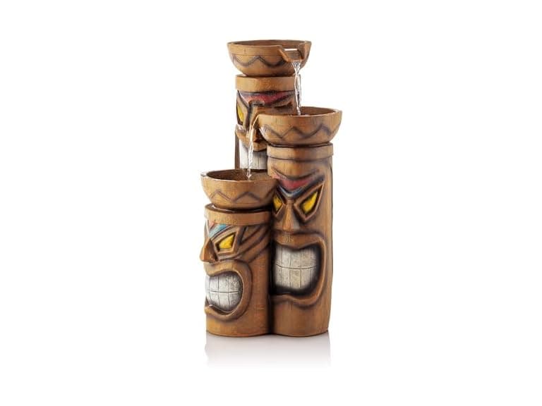 Alpine Corporation 29" H Outdoor 3-Tiered Tiki Head Bowl Waterfall - Image 1