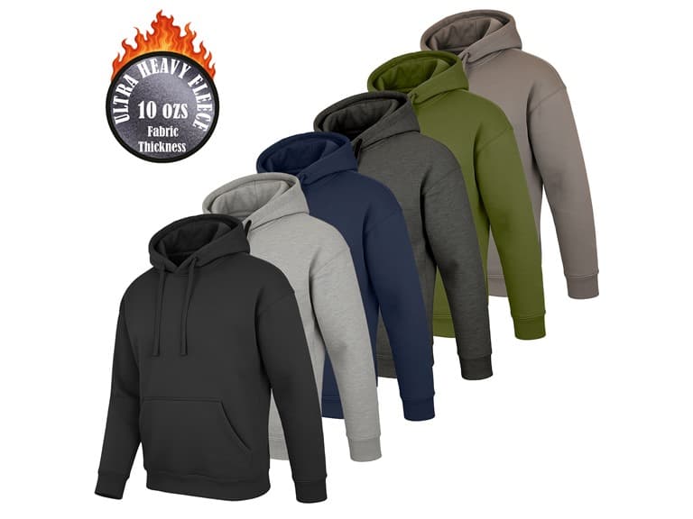 3Pk Mens Heavyweight Fleece-Lined Pullover Hoodie - Image 1