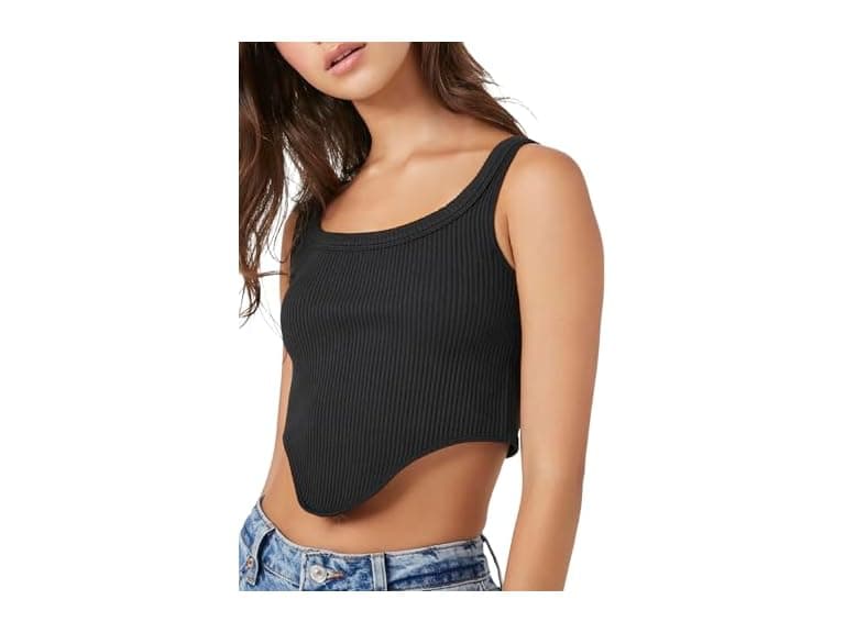 Forever 21  (L) Seamless Curve-Hem Cropped Top - Image 1