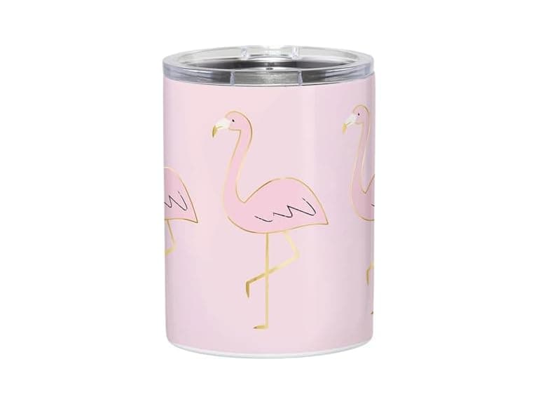Slant Party Supplies - Travel Tumblers 12-Ounce, Pink Flamingo - Image 1