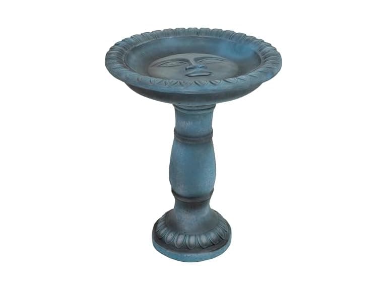 Sunnydaze 26” H Concrete Bird Bath Patina Green - Image 1