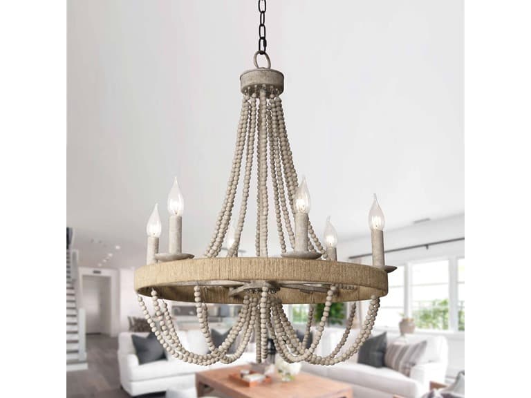 Parrot Uncle 8803-6-PU Boho Wagon Wheel Chandelier - Image 1