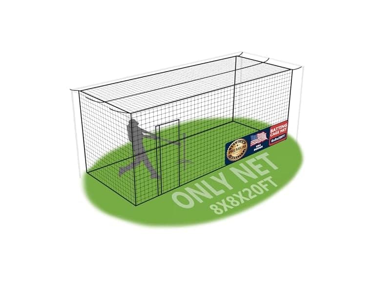 SHANTRA Batting Cage Netting - 55'L/35'L/20'L, Enclosed Baseball & Softball Cage with Door, PE Hitting Nets for Backyard - Image 1