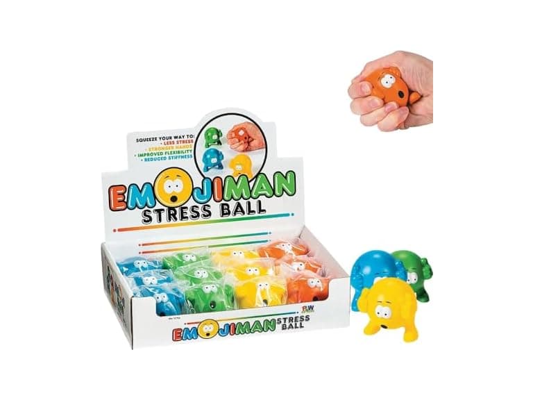 Fun Express Assorted Colors Emoji Man Stress Balls - Image 1