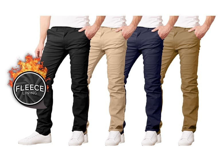 Men's Fleece-Lined Chinos (2 or 3 Pack) - Image 1