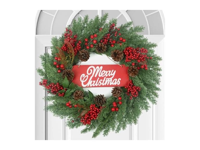 TISEMENT Christmas Wreaths for Front Door - Image 1