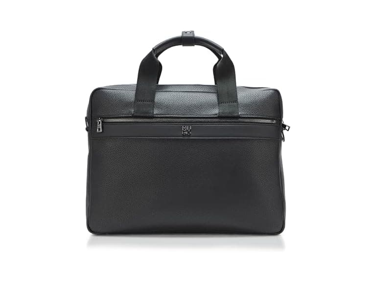 HUGO, Stacked Logo Leather Briefcase - Image 1