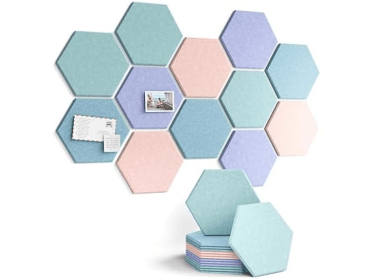 12 Pack Hexagon Felt Bulletin Board Tiles - Image 1