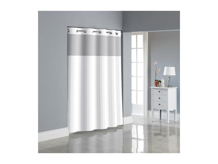 Hookless It's a Snap Satin Stripe Shower Curtain - Image 1