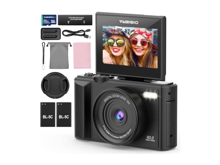 DIGIERA 5K 80MP Flip Screen Camera