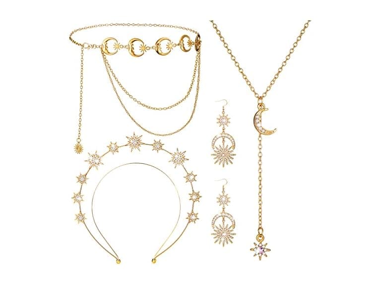 4 Pieces Crown Moon Stars Jewelry Set  - Image 1