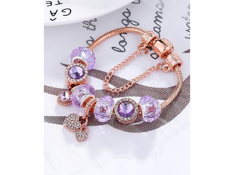 Yeidid Rose Gold Crystal Charm Bracelet - Image 1