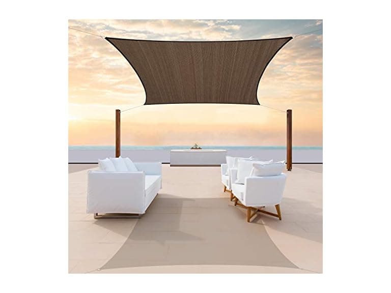 ColourTree 12' x 18' Brown Sun Shade Sail Rectangle Canopy - Image 1