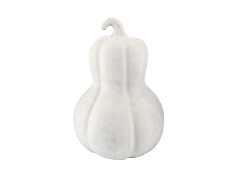 White Handcrafted Paper Mache Sculpture, 13.5" x 8.5", Gourd - Image 1