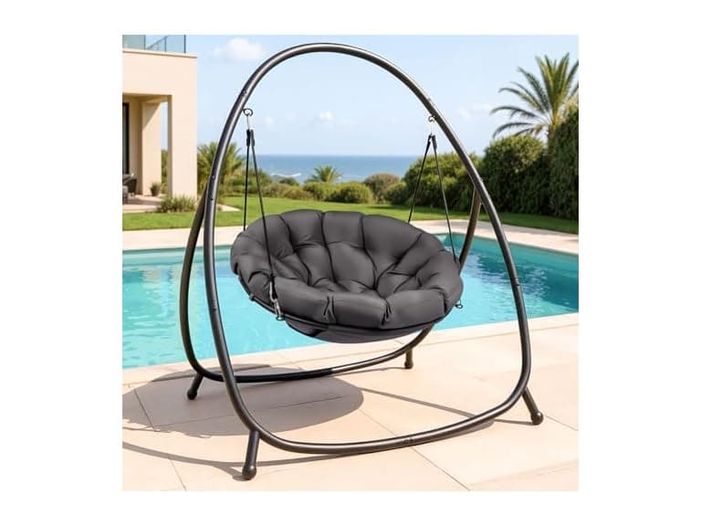 ZZW 8034 Hammock Hanging Chair with Stand Gray - Image 1