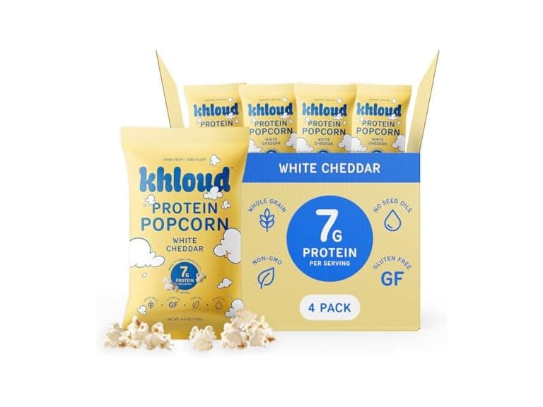 4PK Khloud Protein Popcorn 7g Protein - White Cheddar - Image 1