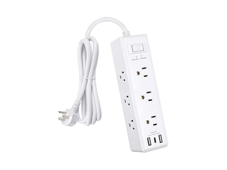 Clear Power 9-Outlet Power Strip with 3 USB Ports(1 USB-C) - Image 1