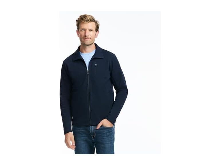 SAKS FIFTH AVENUE Men Pique Premium Knit Full Zip - Image 1