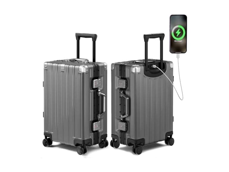 Krute Aluminum Frame Carry On Luggage 20 Inch Zipperless Luggages USB Charger Hardside PC Suitcase With Spinner Wheels Airline Approved Hard Shell Suitcases with TSA Lock (1 Piece) (Open Box) - Image 1
