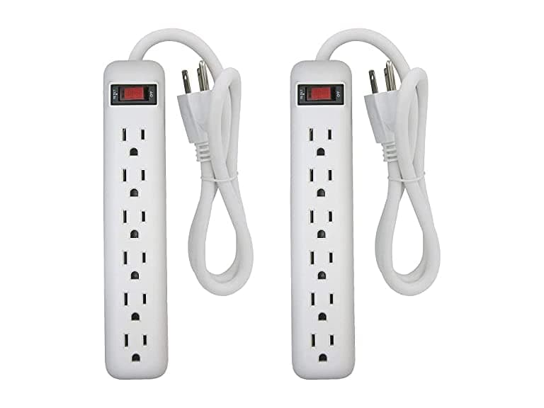 Clear Power 2pk 6 Outlet Strip w/1.5ft Power Cord - Image 1