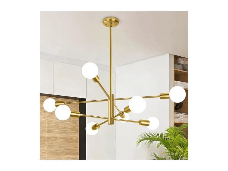 BesLowe 8-Light Modern Sputnik Chandelier- Gold - Image 1