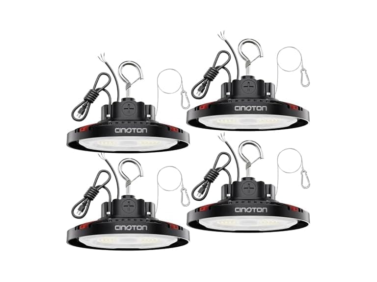 CINOTON UFO LED High Bay Light, 160W/120W/80W Switchable, 4 Pack - Image 1