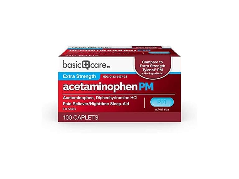 Amazon Basic Care Acetaminophen PM,100 Count - Image 1