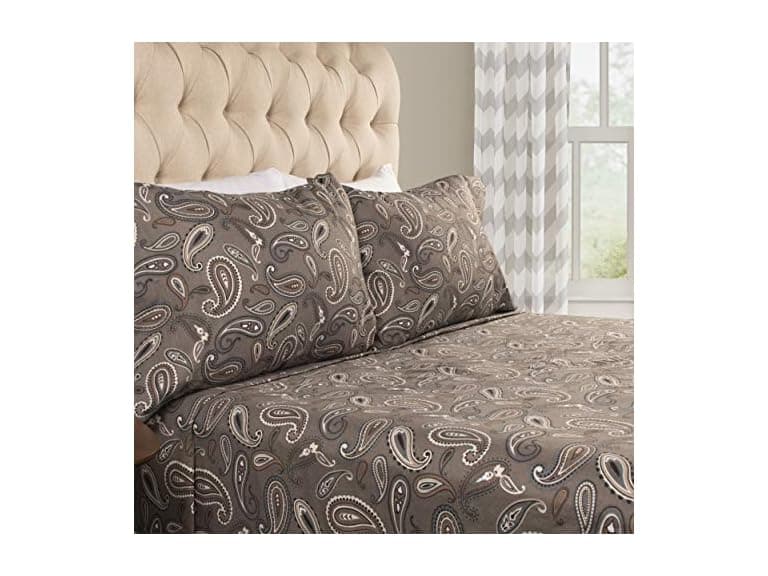 Superior Premium Cotton Flannel Sheets, Grey Paisley - Image 1