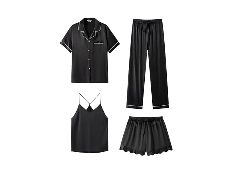 4 PC Women's Silk Pajama Sleepwear Set  - Image 1