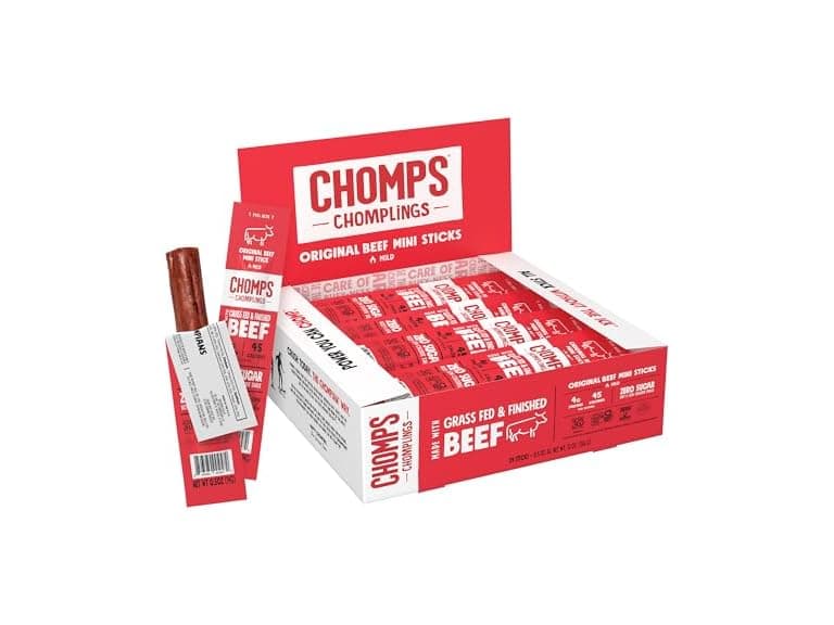 24PK Chomps Snack Size Grass-Fed Original Beef Jerky - Image 1