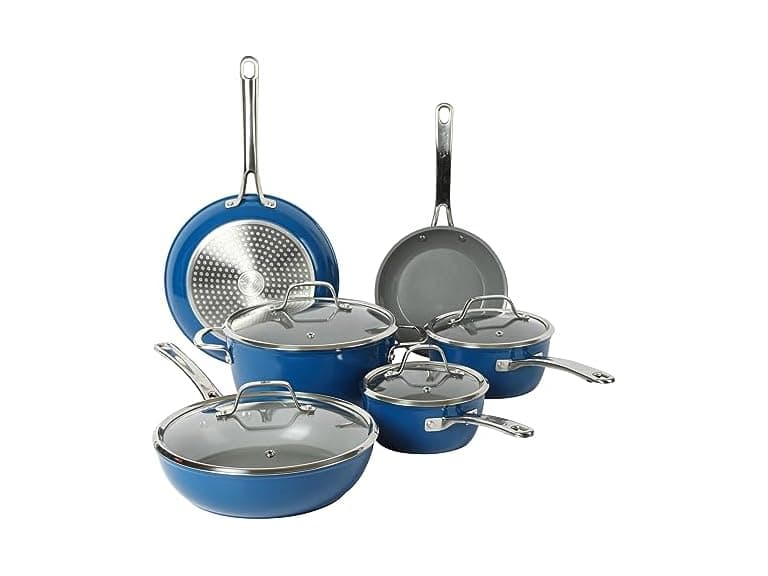 Sur La Table 10 Piece Titanium Ceramic Nonstick Set, Blue - Image 1