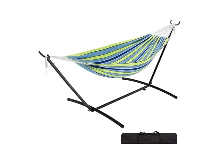 Double Hammock w/ Space-Saving Steel Stand - Image 1