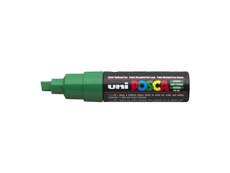 UNI POSCA PC-8K CHISEL TIP MARKER PEN- GREEN 6Pk - Image 1