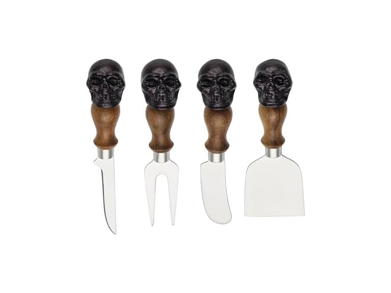 Oneida Serving Set, Skull Mirror Cheese Knives - Image 1